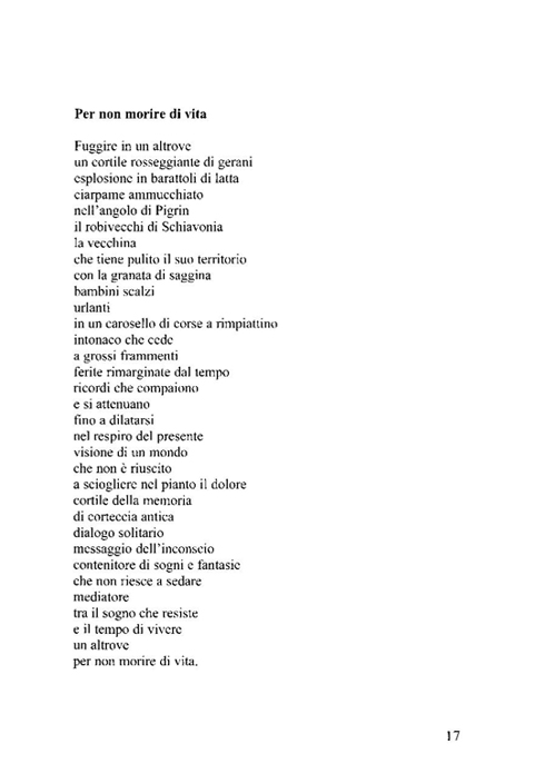 pag.17 testo poesia "per non morire di vita"